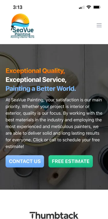 A website Fuelviews built for a painting business, mobile version.